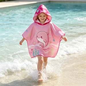 Custom Size 60*120 Children Cartoon Hooded Printed Beach Towels Promotion Ventilate Soft Kids Hooded Towel