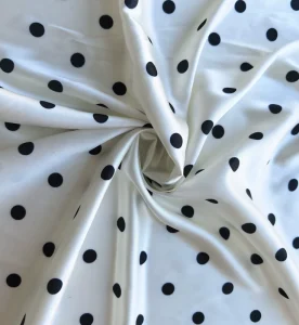 Custom Size Breathable Red Polka Dot Printed Stretch Silky Satin Fabric Women Spring Summer Wedding Activewear Sleepwear Dresses