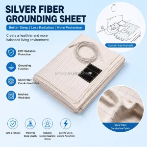 Custom Size Conductive Earthing Grounding Flat Sheet EMF Silver Fiber Bedding Flat Sheet Ground Cord for Improved Sleep