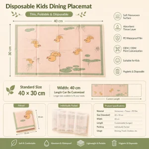 Custom Size Disposable Placemat for Children 40cm Width Printing Available Factory Custom Box Made in China
