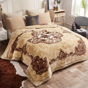 Custom Size Double Thick Chunky Soft Fleece Plush Bed Blanket Raschel Pattern Winter Throw Solid Home Use Portable for Bedroom