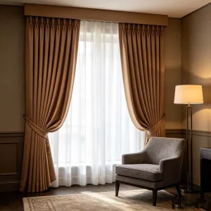 Custom Size Grommet Modern Blackout Polyester Linen Wall Mount Curtains Home Flame Retardant Motorized Smart Remote Control