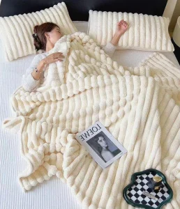 Custom Size Lightweight Fleece Throw Blanket 3D Printed Stripe Jacquard Autumn Decorative Bed Blankets Solid Anime Animal
