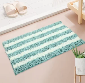 Custom Size & Logo Microfiber Chenille Foot Mat Washable Non Slip Super Absorbent Shaggy Bath Rug for Hotel Shower Room