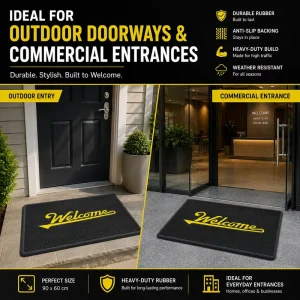 Custom Size Logo Rubber Outdoor Doormat Heavy Duty Entrance Mat for Commercial Use