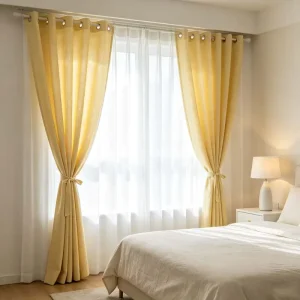 Custom Size Luxury Curtains Dust Proof Motorized Smart Curtains Remote Control Window Use Stylish Blackout Polyester Linen