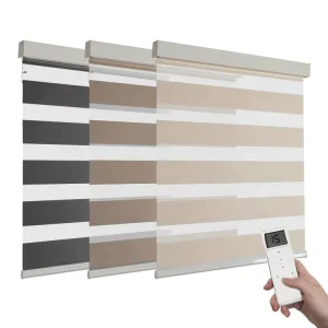 Custom Size Luxury Smart Home Windows Blinds Motorized Zebra Blinds Curtains For Windows For Luxury Hotel Villa Office