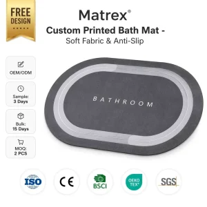 Custom Size Modern Eco Friendly Water Absorbent Rubber Rug Soft Diatom Mud Floor Mat Anti Slip Bath Mat