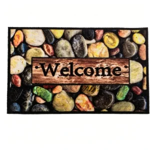Custom Size Outdoor Faux Coconut Door Mat Polyester Printed Surface PVC Backing Durable Entrance Welcome Mat