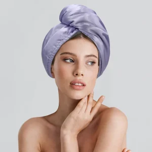 Custom Size Quick Dry Satin Microfiber Hair Towel Extra Length Satin Hair Turban Purple Double Layer Microfiber Hair Towel