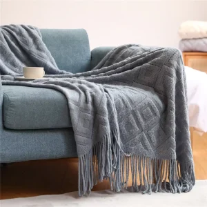 Custom Size Raschel Jacquard Office Nap Blanket American Style Soft Knitted Comfort Blanket with Comfortable Feeling