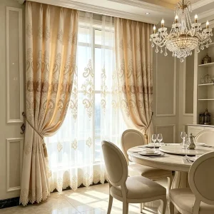 Custom Size Rideaux Pour Salon Cortinas Home Hotel Bedroom Blackout Fabric Luxury Living Room Embroidery Beige Window Curtains
