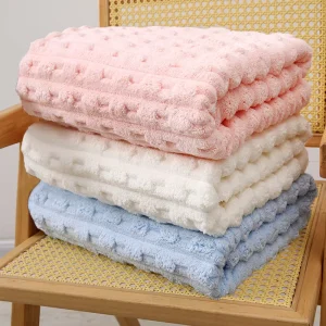 Custom Slub Velvet Bath Towel Set Quick Dry Absorbent French Puff Coral Fleece Beauty Salon 3Pcs Beach