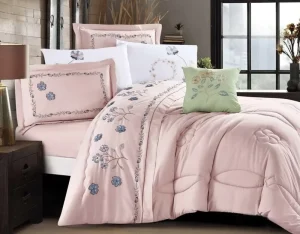 Custom Soft Bedspread King Size Microfiber Solid Color Luxury Embroidered Bedsheet Breathable Durable Bedding Set