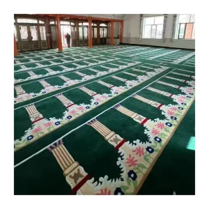 Custom Soft Crystal Velvet Prayer Mat Machine Made Islamic Carpets with Embossed Print Wall to Wall Muslim Style