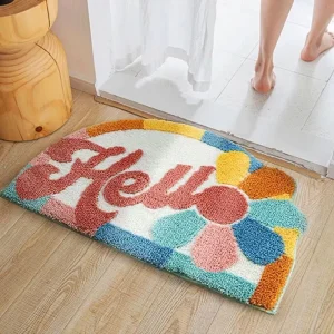 Custom Soft Fluffy Colorful Machine Washable Living Room Rug Water Absorbent Non slip Microfiber Tufted Bath Mat