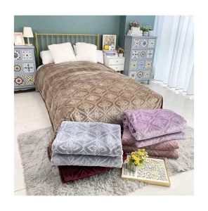 Custom Soft High Class Royal Plush Plain Solid 2ply Embossed Korean Cloudy Mink Throw Raschel Blanket