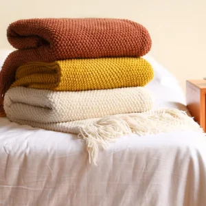 Custom Soft Knitted Blankets Throw Solid Woven Throw Blankets Bed Cover for Travel Sofa Couch Chair Office Nap Hotel Home Decor