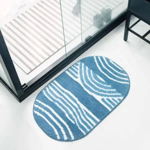 Custom Soft Microfiber Bath Tub Mats Luxury Striped Pattern Non Slip Fluffy Absorbent Bathroom Rugs Washable Shower Bath Mat