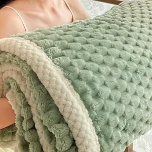 Custom Soft Solid Fluffy Plush Fur Velvet Blanket Throw Cozy Thicken Warm Flannel Fleece Blanket for Winter Double Bed King Size