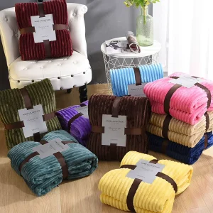 Custom Solid Color American Style Magic Velvet Thickened Flannel Throws & Blankets for Bed Living Room Sofa