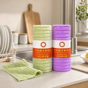 Custom Solid Color Antibacterial Polyester Dishcloth Hand Torn Quick Dry Eco Friendly Multifunctional Kitchen Cleaning Towel