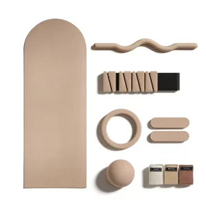 Custom Solid Colour Logo Print Vegan Matte PU Yogamat Circular Oval Curve Beige Cream Rubber Arch Pill Capsule Shape Yoga Mat