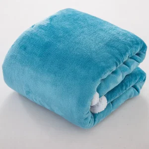Custom Solid Woven Super Soft Fluffy Cozy Comfortable Blue Flannel Sherpa Fleece Throw Blanket for Sofa Couch Bed