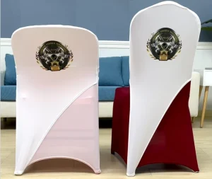 Custom Spandex Chair Cap Covers Band Sash Hooders With the logo Design