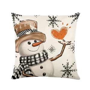 Custom Square Modern Linen Embroidered Print Christmas Throw Pillow Covers with Celebrities Pattern and Logo