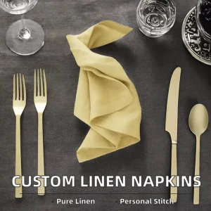 Custom Square Plain 100% Linen Home Napkins Accessories Premium Quality with Custom Sizes Dining