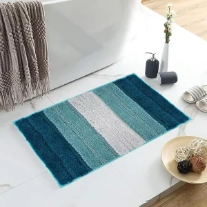 Custom Stripe Bath Mat Door Mat Non Slip Soft Microfiber Absorbent Bathroom Rug Machine Wash Quick Dry Gradient Bathroom Mat