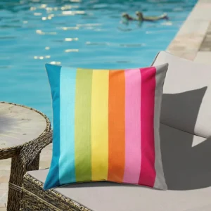 Custom Stripe Color Rainbow Waterproof Flame Retardant All-Season Outdoor Throw Pillow Durable Cushion for Patio Deck