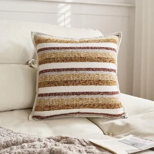 Custom Stripes Square Chenille Pillow Cushion 100% Polyester 400TC Knitted Outdoor Home Decor Sofa