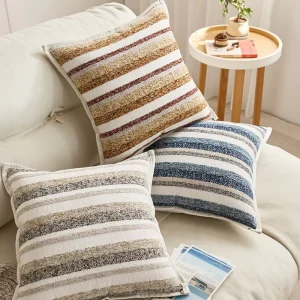 Custom Stripes Square Chenille Pillow Cushion Home Decor Pillows Cushion for Sofa