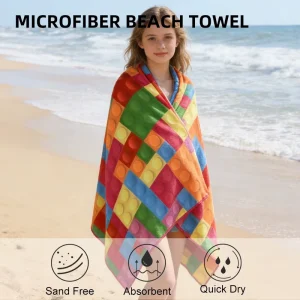 Custom Sublimation Comfortable Soft Quick Dry Recycled Microfiber Waffle Sand Free Novelty Beach Towels
