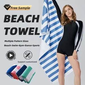 Custom Sublimation Printed Summer Quick Dry Microfiber Waffle Recycled Plastic Sand Free Beach Towel With Logo
