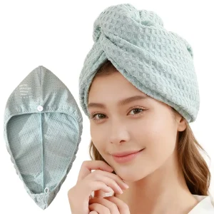Custom Super Absorbent Quick Dry Wet Hair Towel Wrap Waffle Microfiber Hair Towels for Women
