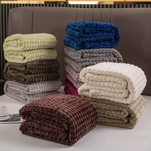 Custom Super Cozy Other Plaid Solid Flannel Fleece Throw Blanket Warm Soft Print Plush Winter Blanket for Sofa Bed