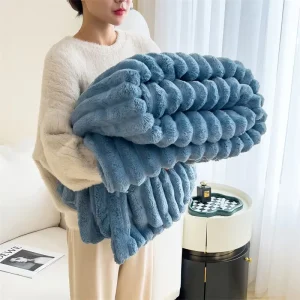 Custom Super Cozy Other Stripe Flannel Fleece Throw Blanket Fluffy Warm Soft Print Plush Bed Winter Blanket for Sofa