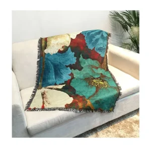 Custom Super Soft Blanket Throw Cotton Throw Jacquard Woven Sofa Bed Cover Throw Tassel Blankets