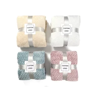 Custom Super Soft Warm Luxury Sofa Bedding Jacquard Flannel Fleece Blankets for Bed