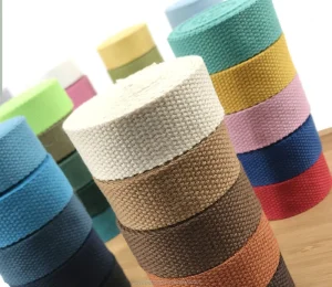 Custom Sustainable 100% Cotton Textile Webbing for High Tenacity Bag Strap