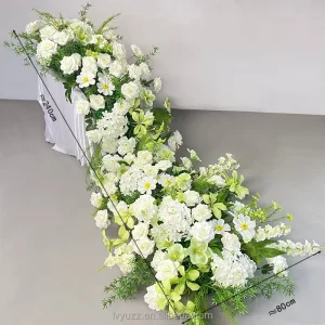 Custom Table Flower Runner Road Lead Decorations Artificial Rose Floral Centerpiece Flower for Wedding Table Road Decor