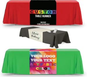 Custom Table Runner with Business Logo Events Parties Ceremonies Personalized Kitchen Decor & Small Business Essentials