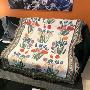 Custom Tapestry Woven for Blanket with Floral & Character Patterns Vintage Rustic Design 200 Pieces Design Four Seasons Use
