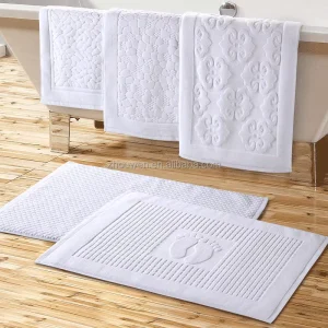 Custom Thick 100% Cotton Terry Hotel Bath Mat Foot Towel