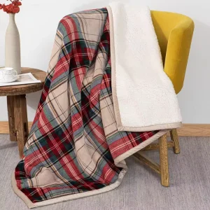 Custom Thick Flannel Fleece Double Layer Sherpa Throw Blanket Plaid Knitted Raschel Blanket for Home Decoration