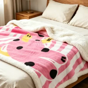 Custom Throw Cartoon Printing Blanket Design Plush Personalized pink Printed Weighted Blanket With Photo for Winter Gift