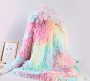 Custom Tie Dyed Knitted Peacock Velvet Abrasion Resistant Fashion Home Textile Cushion Pillow Bedding Blanket Fabric
